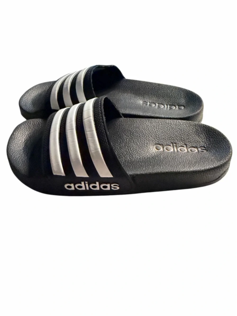 Adidas Adilette Slides Boys Size 13 Black White Slip On Sandals Kids Shoes